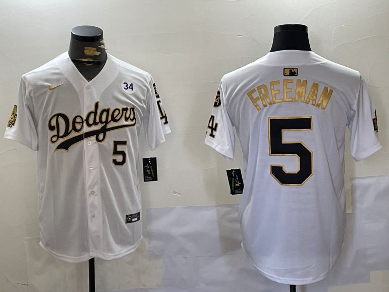 Men Los Angeles Dodgers #5 Freeman White Gold Game 2024 Nike MLB Jersey style 11201->los angeles dodgers->MLB Jersey